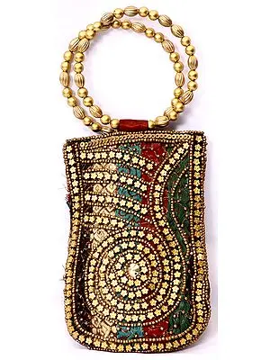 Rainbow Bracelet Bag with Antique Beadwork