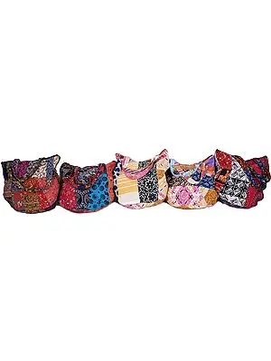 Lot of Five Printed Patchwork Backpacks