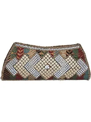 Rainbow Clutch Bag with Beadwork by Hand