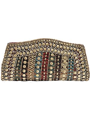 Rainbow Clutch Bag with Beadwork by Hand