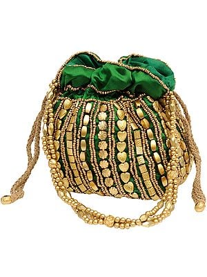 Potli Drawstring Bag with Dense Beadwork by Hand