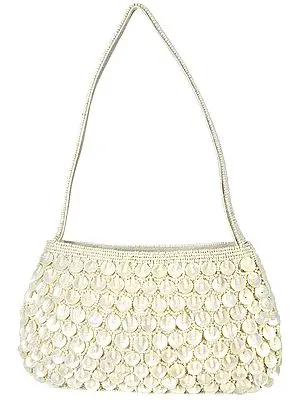 Clutch Bag with Densely Embroidered Pearls and Beads