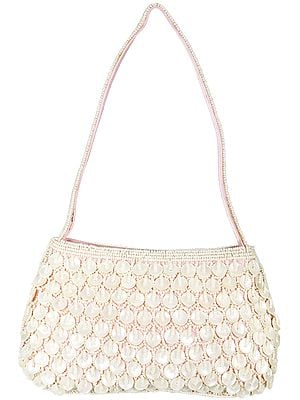 Clutch Bag with Densely Embroidered Pearls and Beads