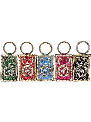 Lot of Five Bracelet Bags with Golden Beadwork