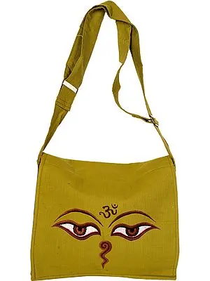 Nepalese Jhola Bag with Embroidered Swayambhunath