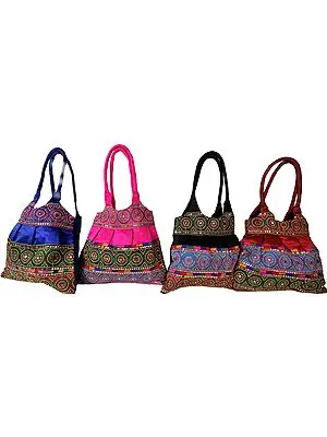 Lot of Four Shopper Bags with Embroidered Chakras