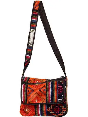 Multi-Color Shoulder Bag Hand-woven in Bhutan