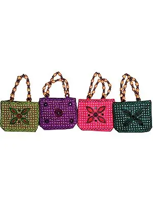 Lot of Four Handbags with Beaded Handles