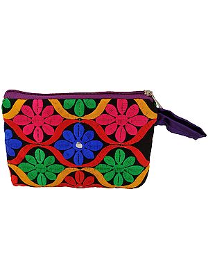 Embroidered Clutch Bag with Mirrors