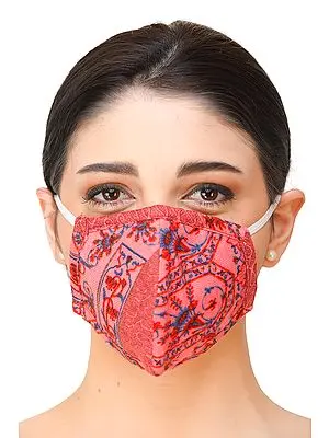 Pink Two-Ply Printed Fashion Mask with Cotton-Backing and Ear Loops