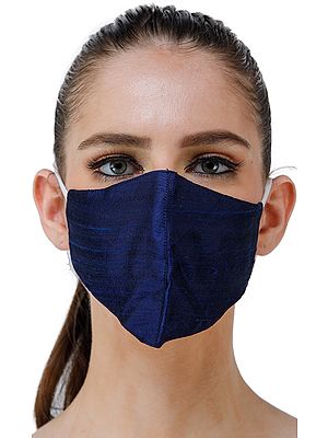 Two ply Plain Khadi Silk Fashion Mask with Cotton- Backing and Ear Loops