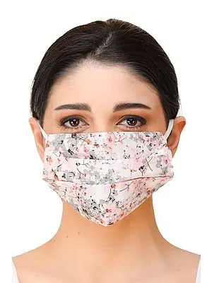 Pure white Two-Ply Printed Fashion Mask with Cotton-Backing and Ear Loops