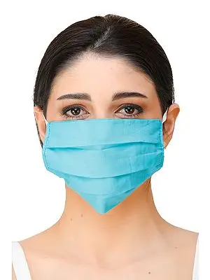 Light Blue Two-Ply Plain Fashion Mask with Cotton-Backing and Ear Loops