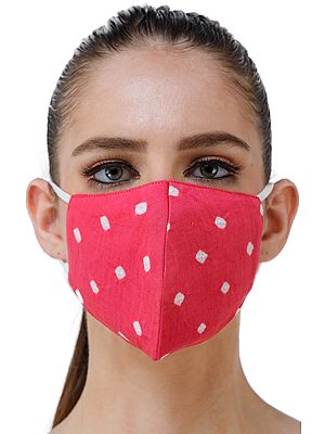 Two ply Fashion Mask from Jaipur with Bandhini (tie-dye) Design and Cotton-Backing