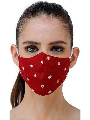 Two ply Fashion Mask from Jaipur with Bandhini (tie-dye) Design and Cotton-Backing