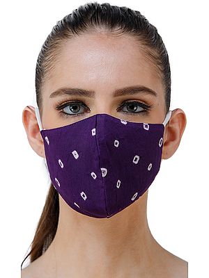 Two ply Fashion Mask from Jaipur with Bandhini (tie-dye) Design and Cotton-Backing
