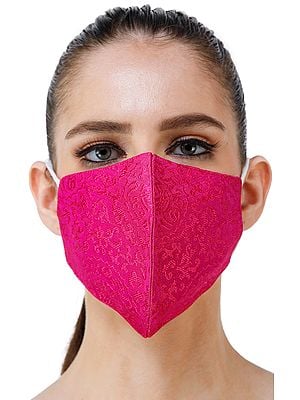 Woven Design Two Ply Fashion Mask from Banaras with the Eight Symbols of Good Fortune