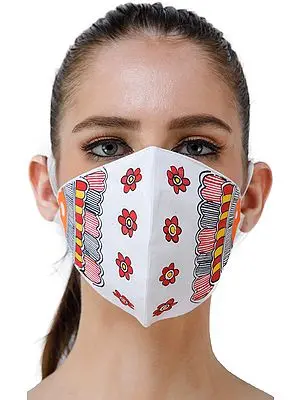 Two Ply Cotton Fashion Mask with Hand-Painted Madhubani Motifs