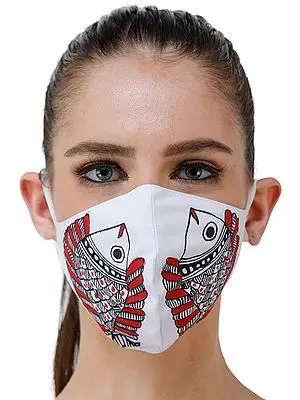 Two Ply Cotton Fashion Mask with Hand-Painted Madhubani Motifs