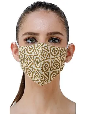 Cornhusk Two Ply Cotton Fashion Mask from Jodhpur with All Over Folk Print