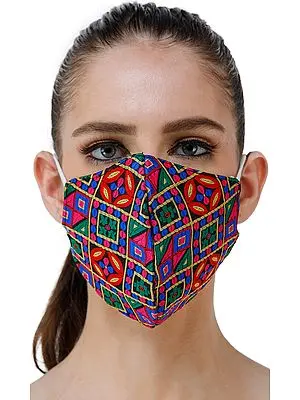 Multi-Color Floral Art Silk Two Ply Fashion Mask from Jaipur