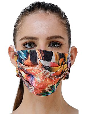 Multi-Color Two Ply Fashion Mask with Self Weave and Digital Printed Flowers
