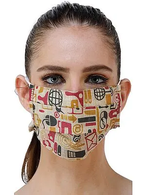 Alabaster-Gleam Two Ply Fashion Mask from Jharkhand with Modern Print