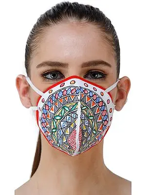 Three Ply Cotton Fashion Mask with Hand-Painted Madhubani Motifs (Mandala)