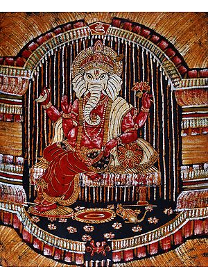 Lord Ganesha Poised on a Cushion Chowki