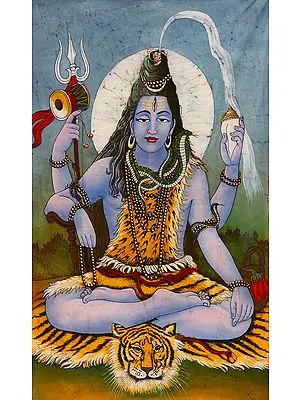 Meditative Shiva Batik Painting on Cotton