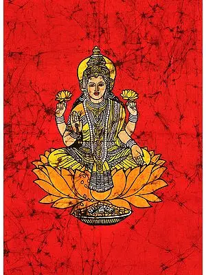 Goddess Lakshmi Batik Painting On Cotton