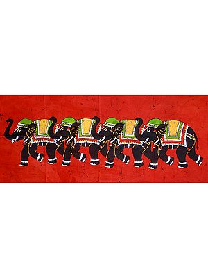 Procession of Decorated Elephants