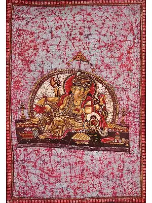 Lord Ganesha Floating In Rose-Tinted Heavens