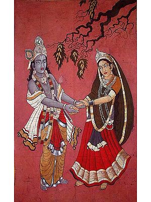 Krishna Entices a Shy Radha