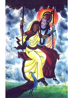 Radha Krishna Batik Painting on Cotton
