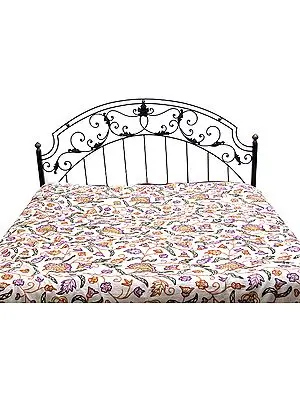 Kashmiri Bedcover with All-Over Crewel Embroidery by Hand