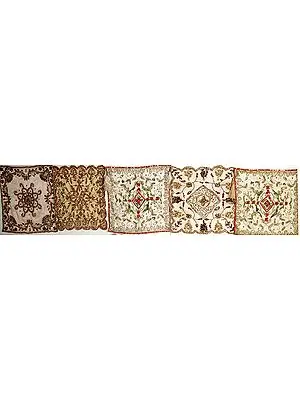 Lot of Five Tissue Table Mats with Antique Beadwork