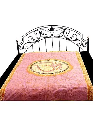 Pink Om Single Bed Batik Bedspread