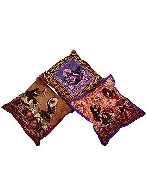 Lot of Three Assorted Batik Cushion Covers