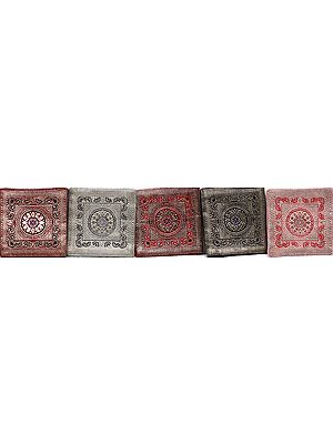 Lot of Five Banarasi Brocaded Coasters