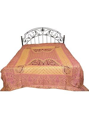 Reversible Jamawar Bedspread with Mughal Design