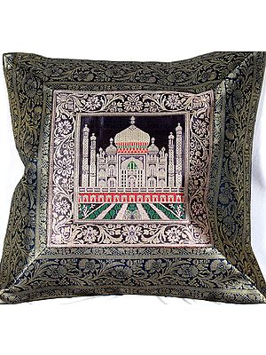 Banarasi Taj Mahal Cushion Cover