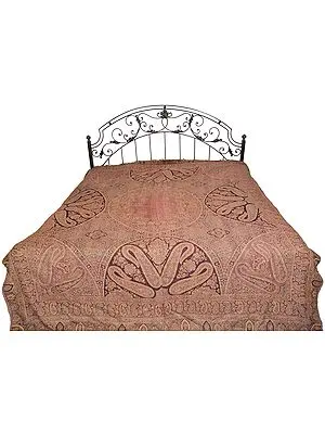 Burlwood Reversible Jamawar Bedspread from Amritsar with Woven Paisleys