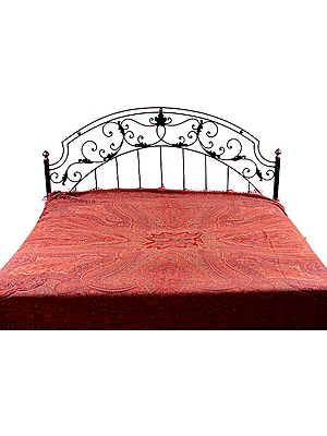 Woven Reversible Jamawar Bedspread with Stylized Paisleys
