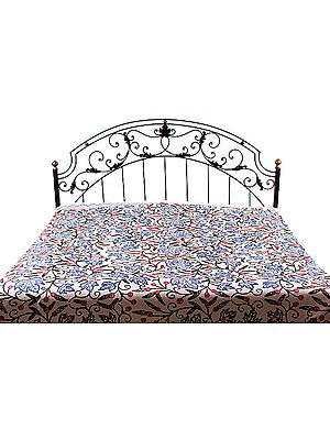 Ivory Kashmiri Bedcover Embroidered by Hand