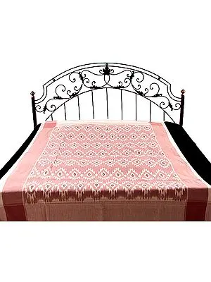 Light-Brown Single-Bed Bedspread with Ikat Weave