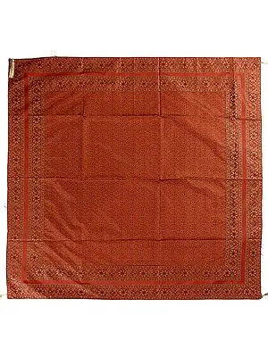 Rust Tanchoi Table Cover from Banaras with All-Over Weave