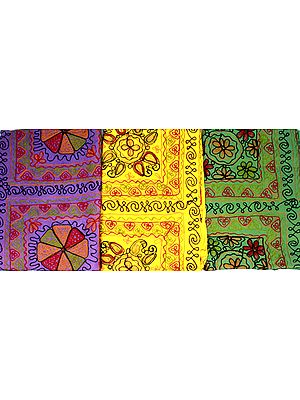 Lot of Three Gujarati Single Bedspreads with Embroidery