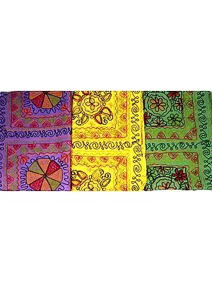 Lot of Three Gujarati Single Bedspreads with Embroidery