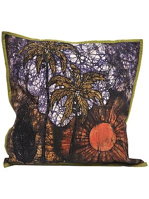 Batik Cushion Cover with Printed Coconut Tree